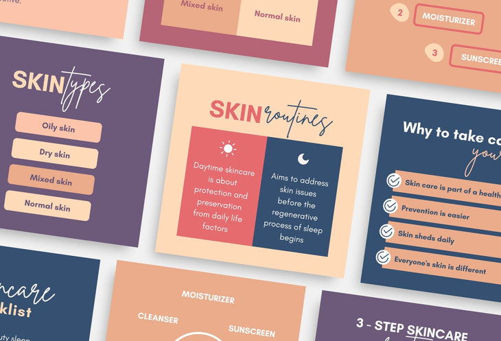 Ladystrategist 20 Skin Care Infographics Instagram Posts Fully Editable Canva Templates V2 instagram canva templates social media templates etsy free canva templates
