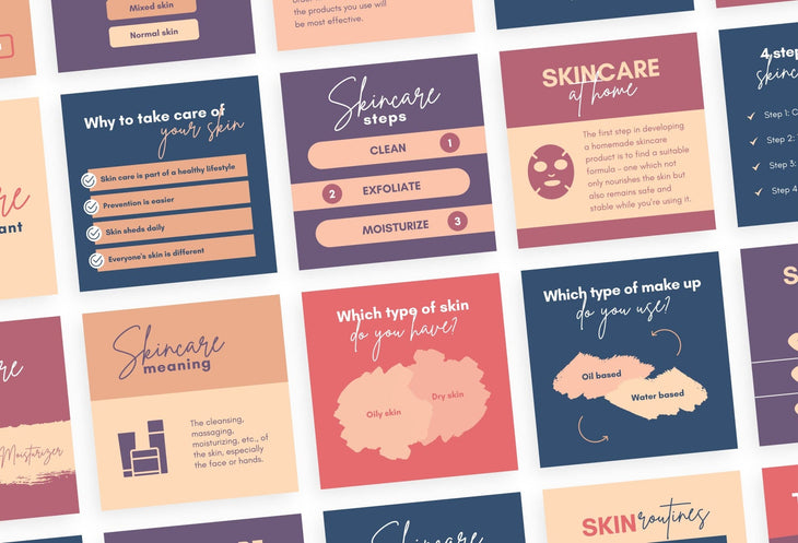 Ladystrategist 20 Skin Care Infographics Instagram Posts Fully Editable Canva Templates V2 instagram canva templates social media templates etsy free canva templates