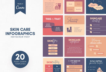 Ladystrategist 20 Skin Care Infographics Instagram Posts Fully Editable Canva Templates V2 instagram canva templates social media templates etsy free canva templates