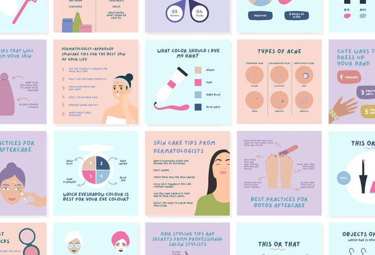 Ladystrategist 20 Skin Care Infographics Instagram Posts Fully Editable Canva Templates V3 instagram canva templates social media templates etsy free canva templates