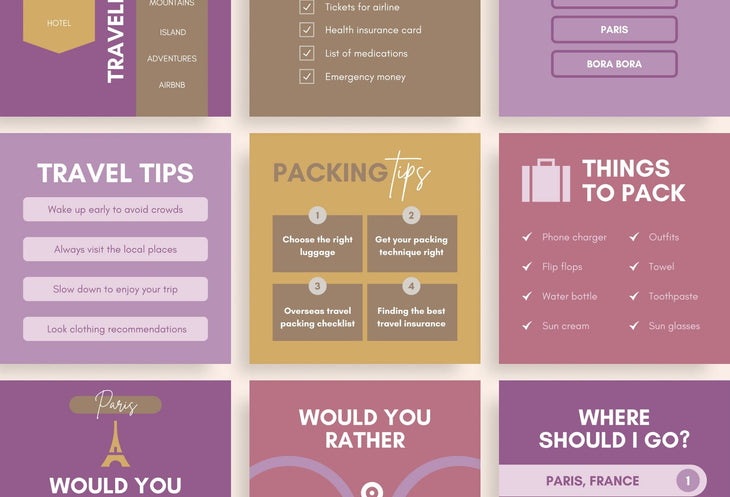 Ladystrategist 20 Travel Infographics Instagram Engagement Posts Fully Editable Canva Templates V2 instagram canva templates social media templates etsy free canva templates