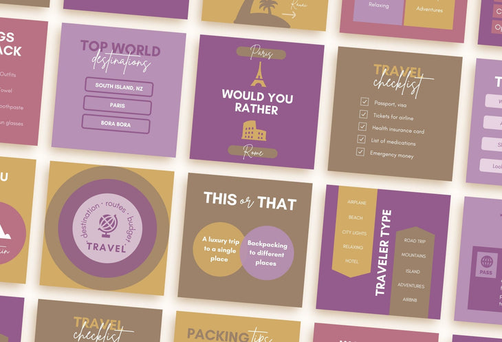 Ladystrategist 20 Travel Infographics Instagram Engagement Posts Fully Editable Canva Templates V2 instagram canva templates social media templates etsy free canva templates