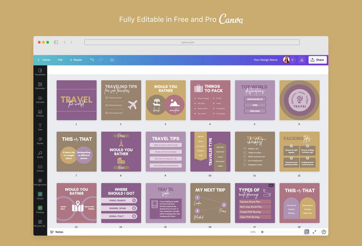 Ladystrategist 20 Travel Infographics Instagram Engagement Posts Fully Editable Canva Templates V2 instagram canva templates social media templates etsy free canva templates