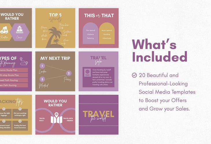 Ladystrategist 20 Travel Infographics Instagram Engagement Posts Fully Editable Canva Templates V2 instagram canva templates social media templates etsy free canva templates