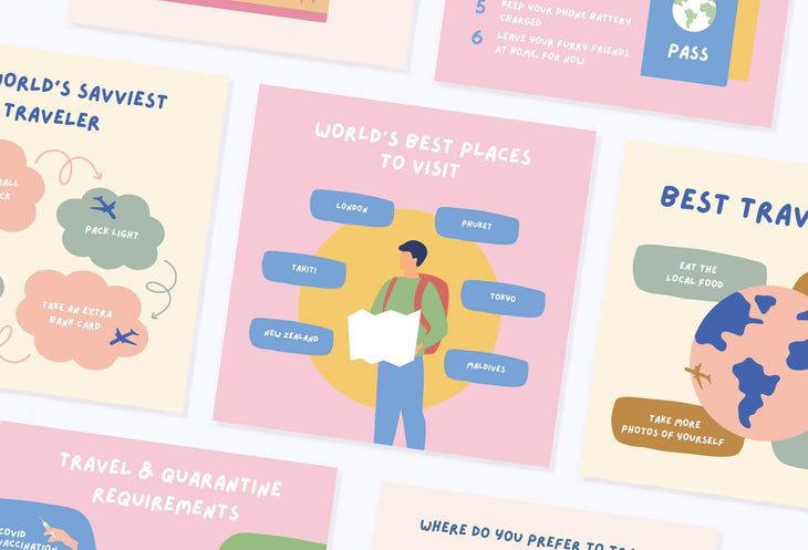 Ladystrategist 20 Travel Lists Instagram Posts - Fully Editable Canva Templates instagram canva templates social media templates etsy free canva templates