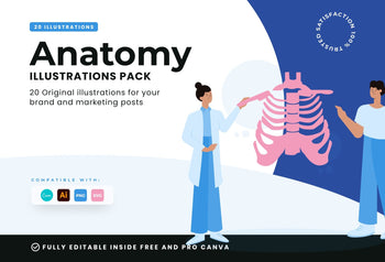 Ladystrategist 20 Unique Anatomy Scenes Illustrations Fully Editable in Canva instagram canva templates social media templates etsy free canva templates