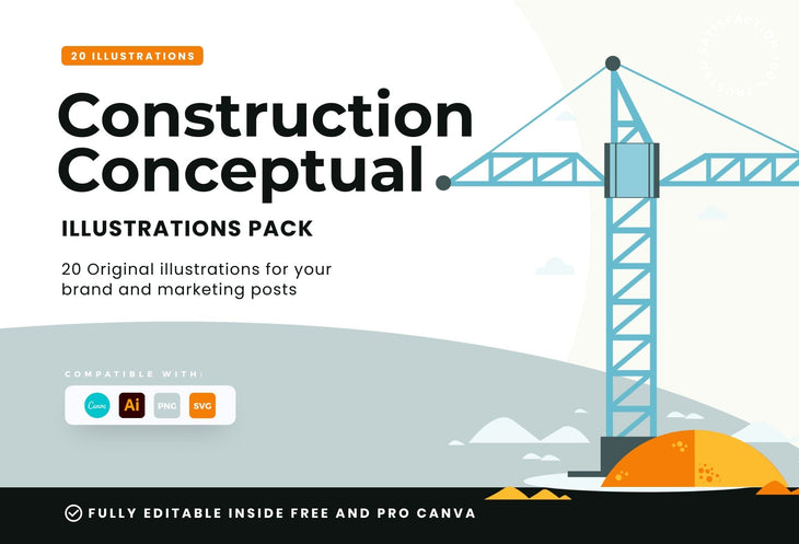 Ladystrategist 20 Unique Construction Conceptual Illustrations Fully Editable in Canva instagram canva templates social media templates etsy free canva templates