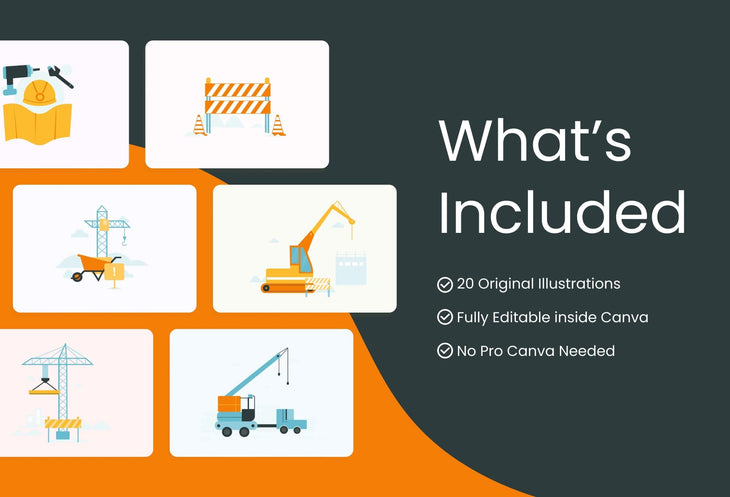 Ladystrategist 20 Unique Construction Conceptual Illustrations Fully Editable in Canva instagram canva templates social media templates etsy free canva templates