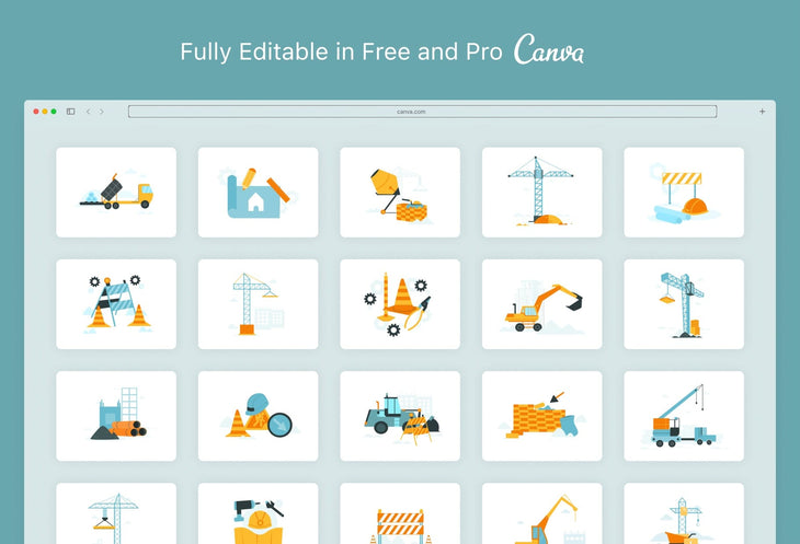 Ladystrategist 20 Unique Construction Conceptual Illustrations Fully Editable in Canva instagram canva templates social media templates etsy free canva templates