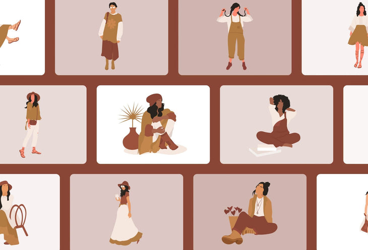 Ladystrategist 20 Unique Cute Bohemian Illustrations Fully Editable in Canva instagram canva templates social media templates etsy free canva templates