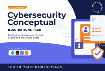 Ladystrategist 20 Unique Cybersecurity Conceptual Illustrations Fully Editable in Canva instagram canva templates social media templates etsy free canva templates