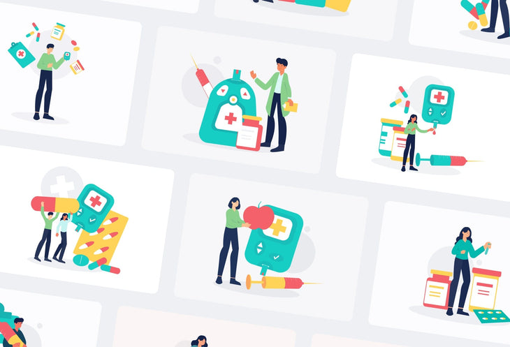 Ladystrategist 20 Unique Diabetes Scenes Illustrations Fully Editable in Canva instagram canva templates social media templates etsy free canva templates