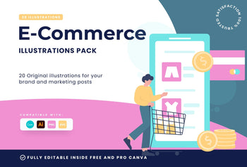 Ladystrategist 20 Unique E-Commerce Illustrations Fully Editable in Canva instagram canva templates social media templates etsy free canva templates