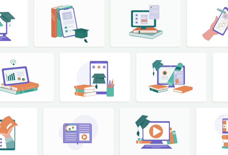 Ladystrategist 20 Unique E-Learning Conceptual Illustrations Fully Editable in Canva instagram canva templates social media templates etsy free canva templates