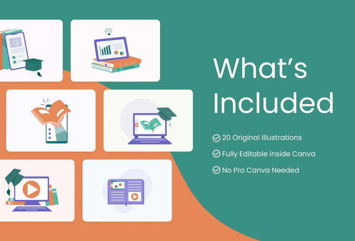 Ladystrategist 20 Unique E-Learning Conceptual Illustrations Fully Editable in Canva instagram canva templates social media templates etsy free canva templates
