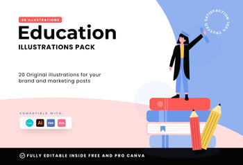 Ladystrategist 20 Unique Education Illustrations Fully Editable in Canva Pack 02 instagram canva templates social media templates etsy free canva templates