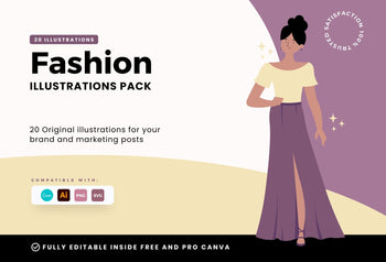 Ladystrategist 20 Unique Fashion Illustrations - Fully Editable in Canva instagram canva templates social media templates etsy free canva templates