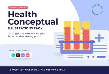Ladystrategist 20 Unique Health Conceptual Illustrations Fully Editable in Canva instagram canva templates social media templates etsy free canva templates