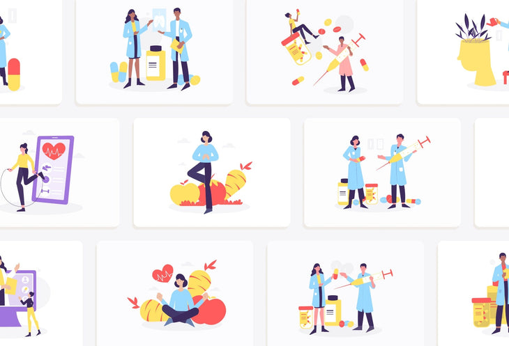 Ladystrategist 20 Unique Health Illustrations Fully Editable in Canva Pack 02 instagram canva templates social media templates etsy free canva templates