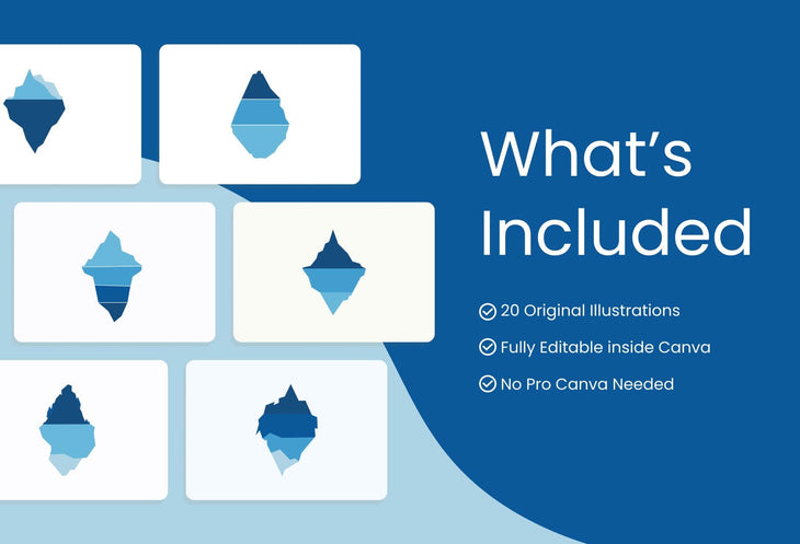 Ladystrategist 20 Unique Iceberg Conceptual Illustrations Fully Editable in Canva instagram canva templates social media templates etsy free canva templates