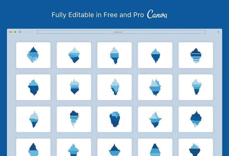 Ladystrategist 20 Unique Iceberg Conceptual Illustrations Fully Editable in Canva instagram canva templates social media templates etsy free canva templates