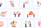 Ladystrategist 20 Unique Marketing Scene Illustrations Fully Editable in Canva instagram canva templates social media templates etsy free canva templates
