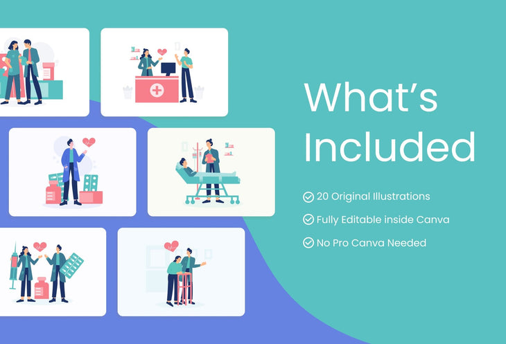 Ladystrategist 20 Unique Medical Scene Illustrations Fully Editable in Canva instagram canva templates social media templates etsy free canva templates