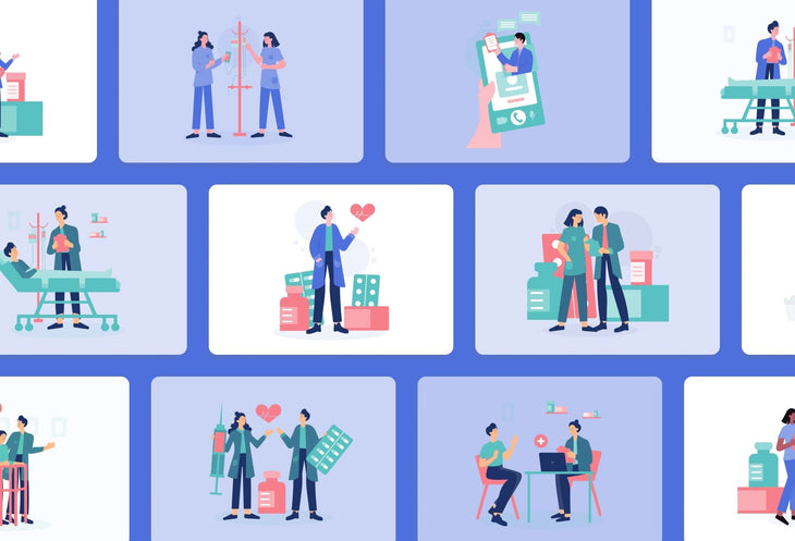 Ladystrategist 20 Unique Medical Scene Illustrations Fully Editable in Canva instagram canva templates social media templates etsy free canva templates