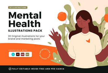 Ladystrategist 20 Unique Mental Health Illustrations Fully Editable in Canva V3 instagram canva templates social media templates etsy free canva templates