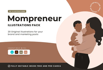 Ladystrategist 20 Unique Mompreneur Mom Boss Illustrations Fully Editable in Canva instagram canva templates social media templates etsy free canva templates