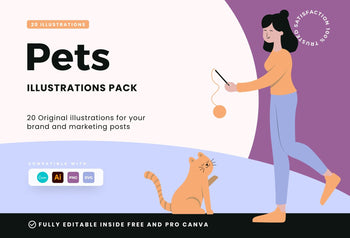 Ladystrategist 20 Unique Pet Illustrations - Fully Editable in Canva instagram canva templates social media templates etsy free canva templates
