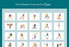 Ladystrategist 20 Unique Sport Scenes Illustrations Fully Editable in Canva instagram canva templates social media templates etsy free canva templates