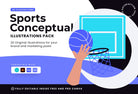 Ladystrategist 20 Unique Sports Conceptual Illustrations Fully Editable in Canva instagram canva templates social media templates etsy free canva templates