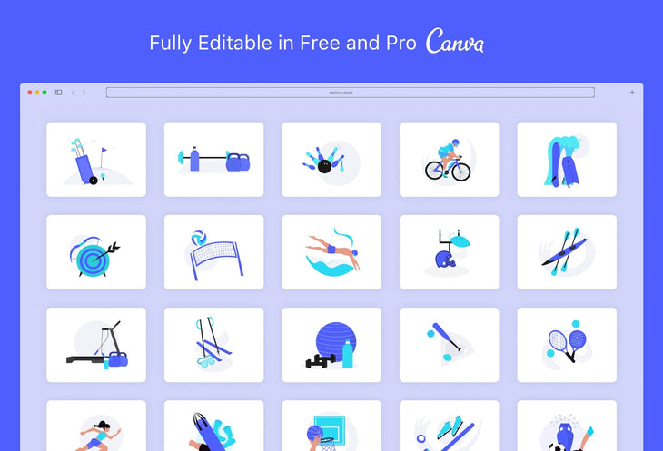 Ladystrategist 20 Unique Sports Conceptual Illustrations Fully Editable in Canva instagram canva templates social media templates etsy free canva templates