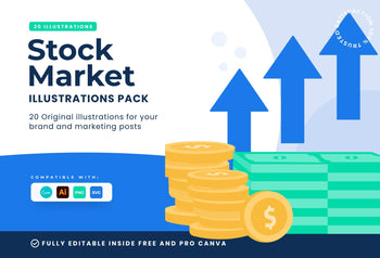 Ladystrategist 20 Unique Stock Market Conceptual Illustrations Fully Editable in Canva instagram canva templates social media templates etsy free canva templates