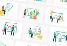Ladystrategist 20 Unique Stock Market Scene Illustrations Fully Editable in Canva instagram canva templates social media templates etsy free canva templates