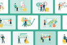 Ladystrategist 20 Unique Stock Market Scene Illustrations Fully Editable in Canva instagram canva templates social media templates etsy free canva templates