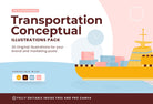 Ladystrategist 20 Unique Transportation Conceptual Illustrations Fully Editable in Canva instagram canva templates social media templates etsy free canva templates