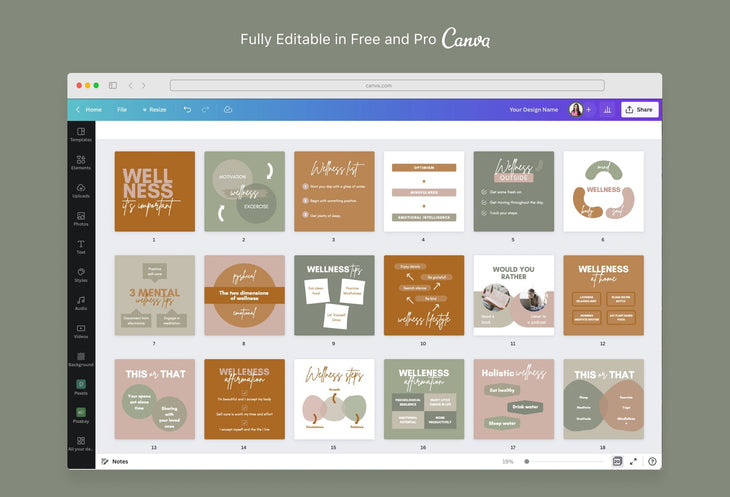 Ladystrategist 20 Wellness Infographics Instagram Posts Fully Editable Canva Templates instagram canva templates social media templates etsy free canva templates