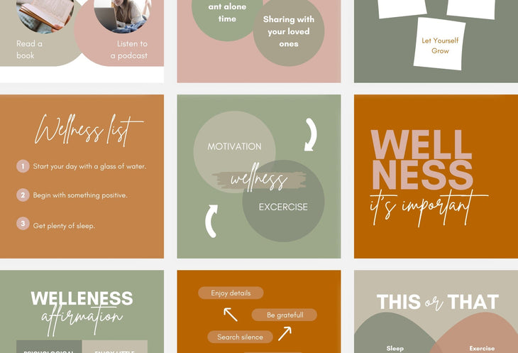 Ladystrategist 20 Wellness Infographics Instagram Posts Fully Editable Canva Templates instagram canva templates social media templates etsy free canva templates