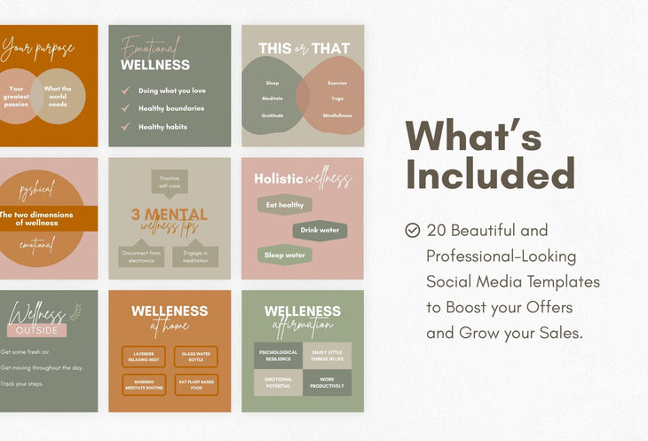 Ladystrategist 20 Wellness Infographics Instagram Posts Fully Editable Canva Templates instagram canva templates social media templates etsy free canva templates