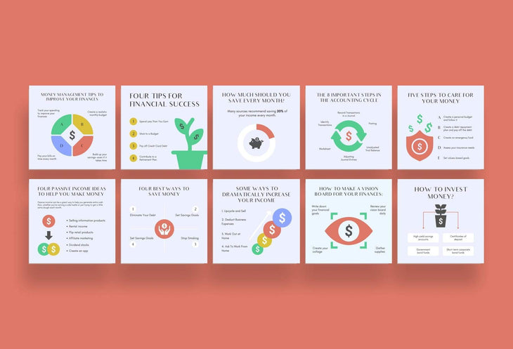 Ladystrategist 20x Finances Tips and Infographics - Instagram Engagement Posts - Fully Editable Canva Templates instagram canva templates social media templates etsy free canva templates