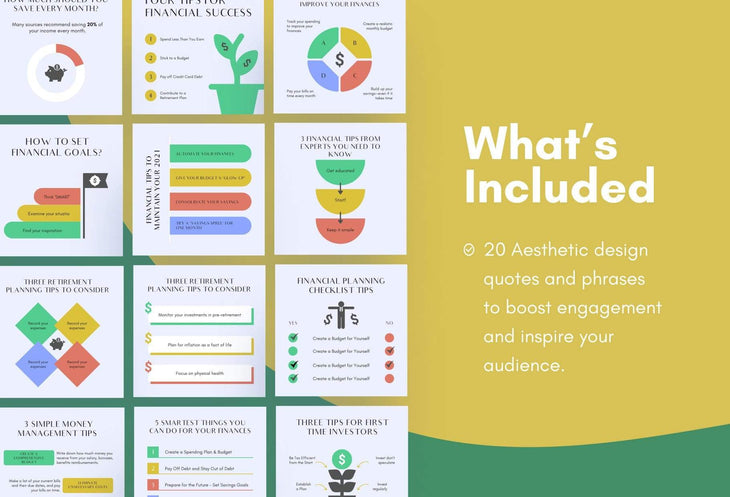 Ladystrategist 20x Finances Tips and Infographics - Instagram Engagement Posts - Fully Editable Canva Templates instagram canva templates social media templates etsy free canva templates