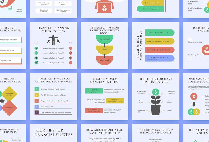 Ladystrategist 20x Finances Tips and Infographics - Instagram Engagement Posts - Fully Editable Canva Templates instagram canva templates social media templates etsy free canva templates