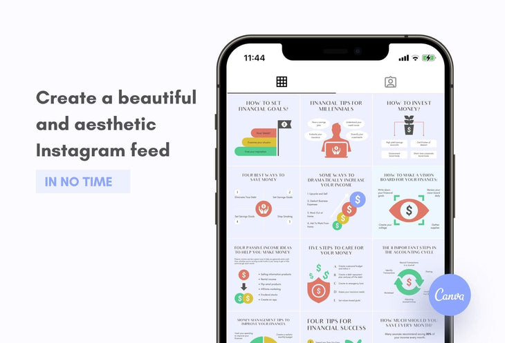 Ladystrategist 20x Finances Tips and Infographics - Instagram Engagement Posts - Fully Editable Canva Templates instagram canva templates social media templates etsy free canva templates