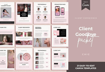 Ladystrategist 21 Page Client Goodbye Packet for Coaches - Editable Canva Template Chic Collection instagram canva templates social media templates etsy free canva templates