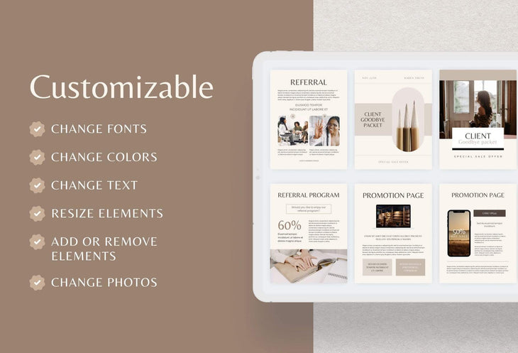 Ladystrategist 21 Page Client Goodbye Packet for Coaches - Editable Canva Template Neutral Collection instagram canva templates social media templates etsy free canva templates
