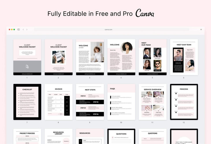 Ladystrategist 21 Page Client Welcome Packet for Coaches Editable Canva Template Chic Collection instagram canva templates social media templates etsy free canva templates