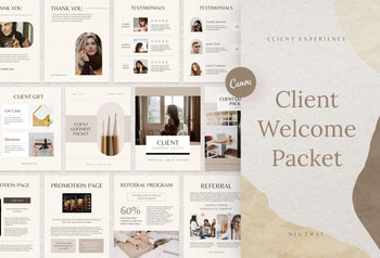 Ladystrategist 21 Page Client Welcome Packet for Coaches - Editable Canva Template Neutral Collection instagram canva templates social media templates etsy free canva templates