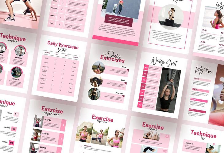 Ladystrategist 21 Page Workout Program Ebook Cotton Candy Canva Templates instagram canva templates social media templates etsy free canva templates